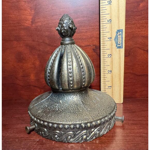 Antique Victorian Cast Bronze Light Fixture Shade Holder 4” Shade Fit Part Only - Picture 5 of 7